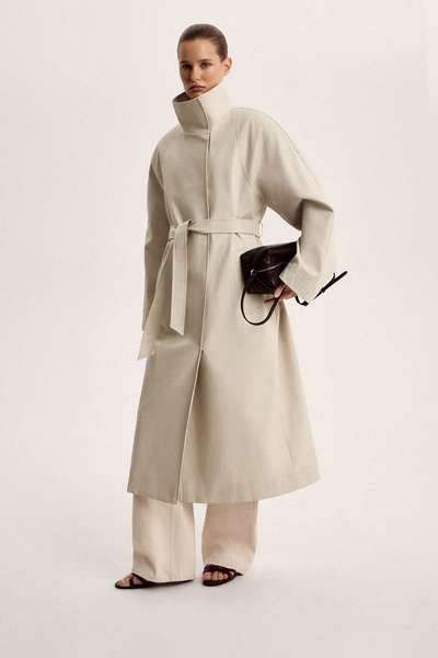 Тренч водоотталкивающий с воротником-стойкой