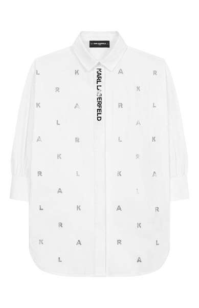 Детское: Хлопковое платье-рубашка Karl Lagerfeld Kids
