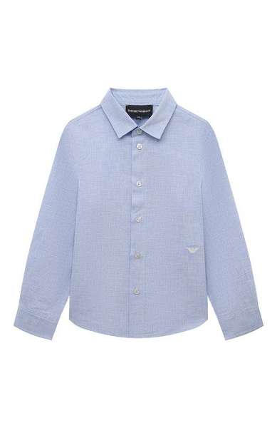 Детское: Рубашка из хлопка и льна Emporio Armani