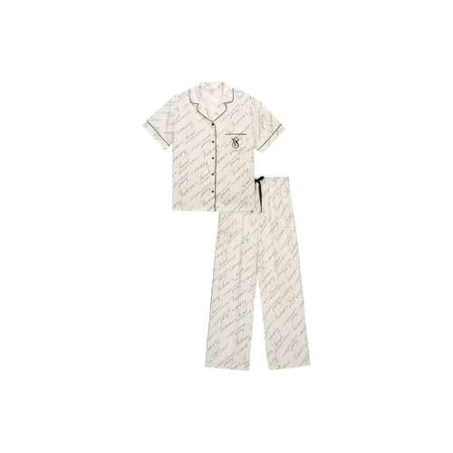 Victoria's Secret Пижамный комплект Magic Цветочный Женский Черный Буква