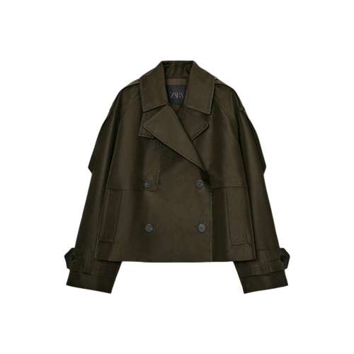 ZARA ZW Темный хаки Женский тренч