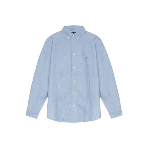 Polo Ralph Lauren Однотонная рубашка с узором животных осенняя с отделкой детская