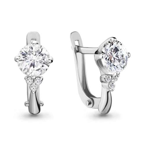 Серьги из серебра с фианитами