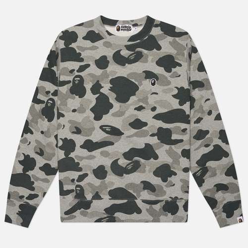 Мужская толстовка A Bathing Ape Heather Grey Camo Ape Head One Point Crewneck