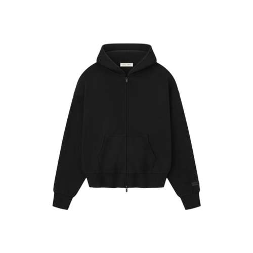 Fear of God ESSENTIALS FW25 Классическая посадка Флис ZIP UP Худи Глубокий черный Худи в стиле ханьфу Мужской