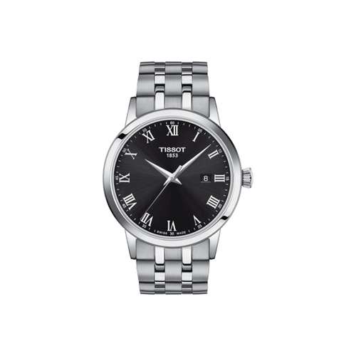 Tissot Classic Collection Кварцевый механизм Мужские часы 42 мм Черный циферблат Ремешок из нержавеющей стали