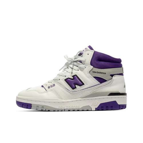 New Balance NB 650 Комфортная Амортизация Высокие Кеды Винтажные Баскетбольные Кроссовки Унисекс Белый Фиолетовый