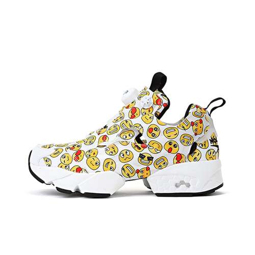 REEBOK Instapump Fury OG Смайлик Низкий Топ Спортивная Повседневная Обувь Унисекс Желтый Белый