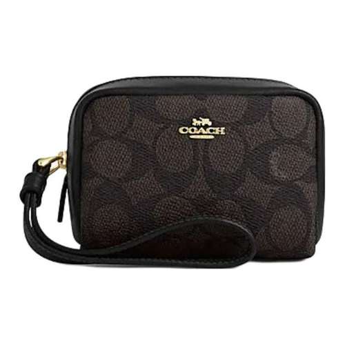 COACH Искусственная кожа с переработанной кожей браслет сумка-клатч мини женский ореховый и черный