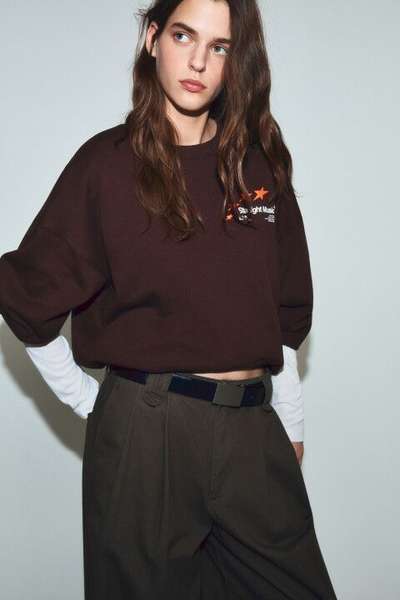 Свитшот оверсайз из футера с принтом