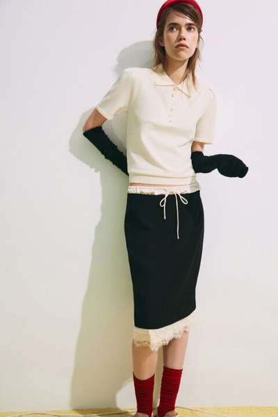 Юбка миди прямая с подъюбником