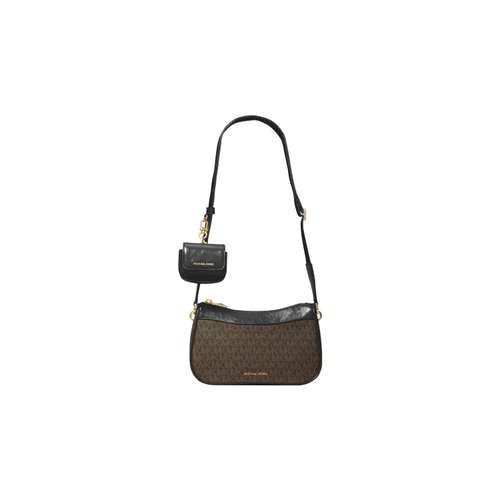 MICHAEL KORS Jet Set Искусственная кожа с коровьей кожей Сумка через плечо Средняя Женская Темно-коричневый Черный