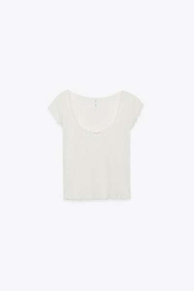 Футболка домашняя приталенная хлопковая ажурная