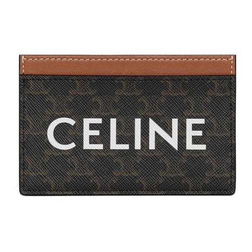 CELINE Triomphe Triumph Gate Холст с овечьей кожей Картхолдер Картхолдер Женский Коричневый
