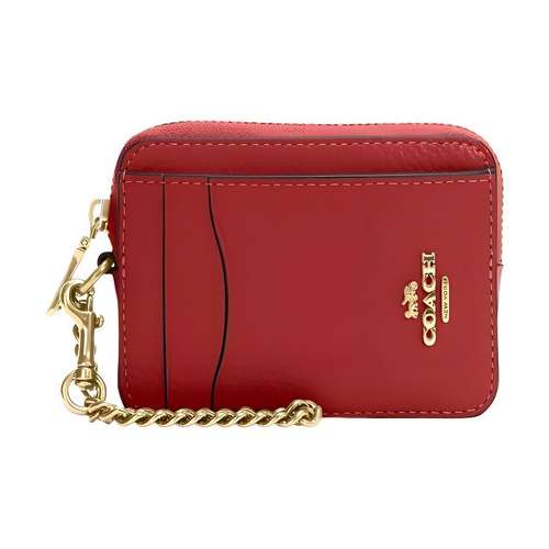 COACH Card Case Галечная кожа Мелочь Кошелек Картхолдер Мини Женский Красный