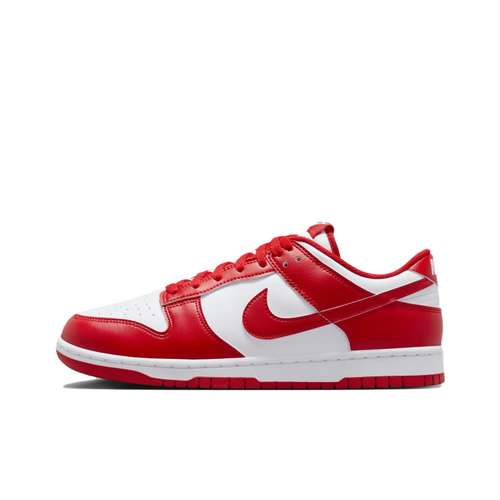 Nike Dunk Кожа Амортизация Низкие Кроссовки для скейтбординга Унисекс Красные Белые