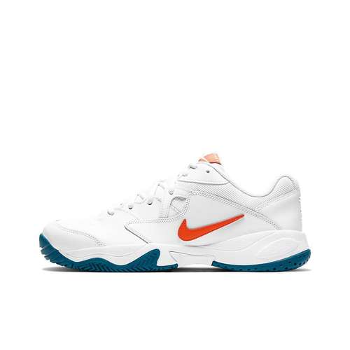 Nike Court Lite 2 Амортизация Устойчивость к истиранию Дышащие Низкие Теннисные Кроссовки Мужские Белый Оранжевый Синий