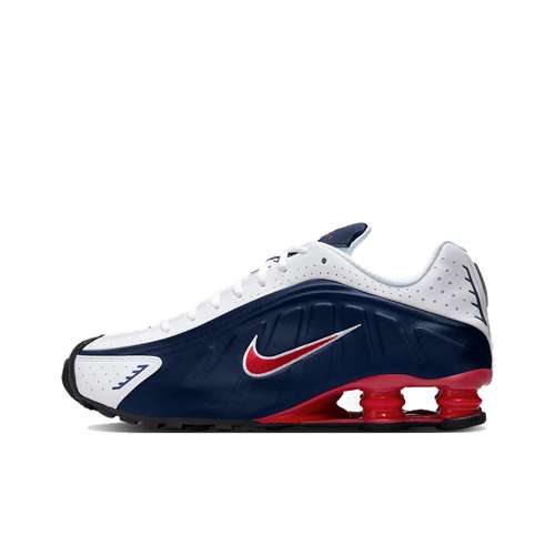 Nike Shox R4 Противоскользящие Устойчивые к износу Низкие Повседневные Беговые Кроссовки Унисекс Синие Белые
