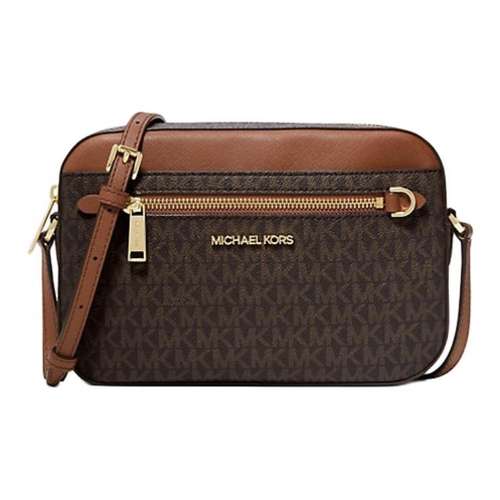 MICHAEL KORS Jet Set PVC Кожа Камера Сумка Плечевая Сумка Большая Женская Карамель Желудево-Коричневый Многоцветный