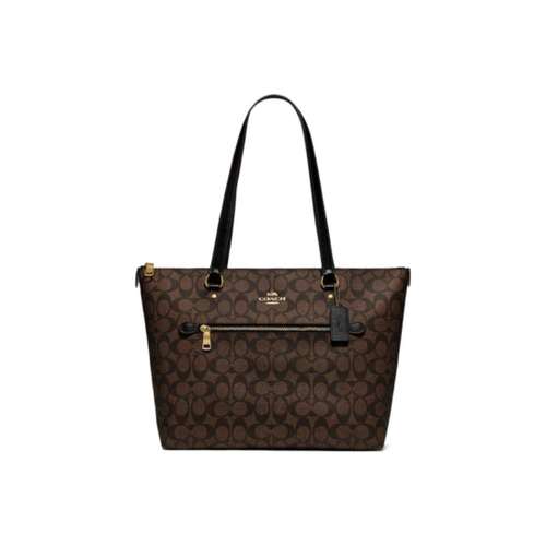 COACH Gallery Холст и кожа Тоут Сумка Сумка для покупок Сумка Сумка через плечо Большая Женская Темно-коричневая