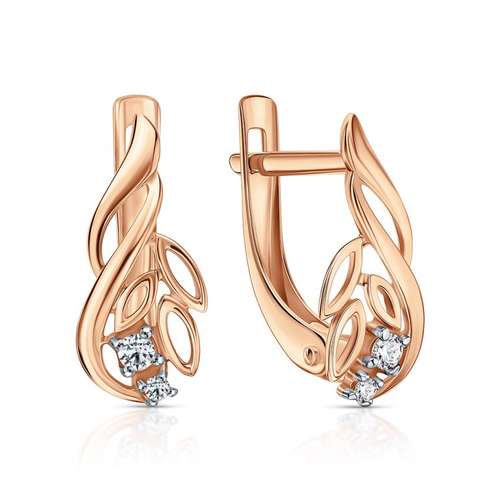 Золотые серьги с фианитами