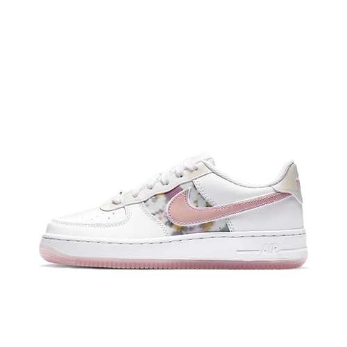 Nike Air Force 1 Кожа Противоскользящие Низкие Кеды для Детей для Скейтбординга Белый Розовый