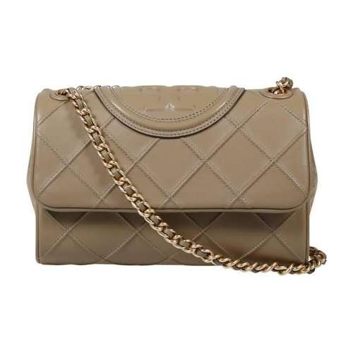 Tory Burch Fleming Кожа Брушированная Плетеная Цепочка Сумка Коробка Сумка через плечо Сумка на плечо Женская