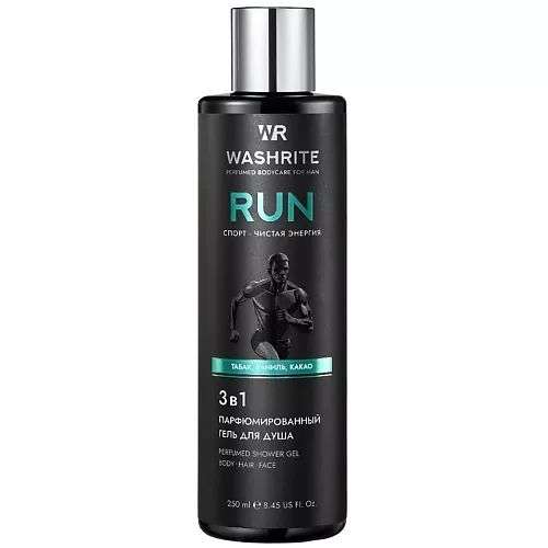 WASHRITE Парфюмированный гель для душа мужской, RUN