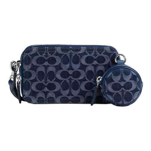 COACH Charter Denim с утонченной телячьей кожей сумка через плечо маленькая мужская темно-синий