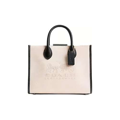 COACH Ace Коровья кожа Сумка-тоут Сумка для покупок Средняя сумка для женщин Латунь и Черный