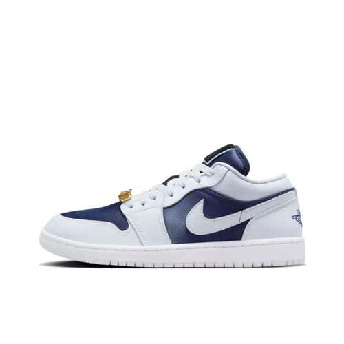 Jordan Air Jordan 1 Противоскользящие Устойчивые к износу Низкие Баскетбольные Кроссовки Женские Белые Синие