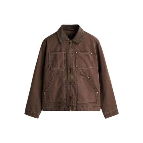 H&M Мужская рабочая куртка с длинным рукавом однотонная бежевая/коричневая