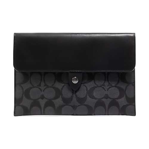 COACH Таблетки Холст с кожей Держатель для карт кошелек Средний Мужской Черный
