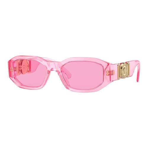 VERSACE Ацетатные солнцезащитные очки для детей с фигурным дизайном розовые