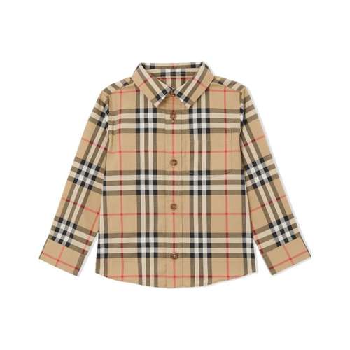 Burberry FW24 Рубашка Осенняя Разборная Обруч для Младенцев и Детей Коричневый