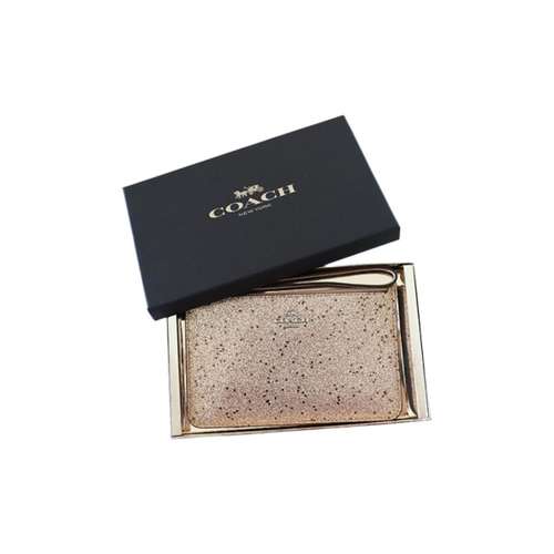 COACH Boxed Кожаный кошелек-клатч для женщин золото