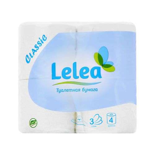 LELEA Бумага туалетная 3-х слойная 4 шт