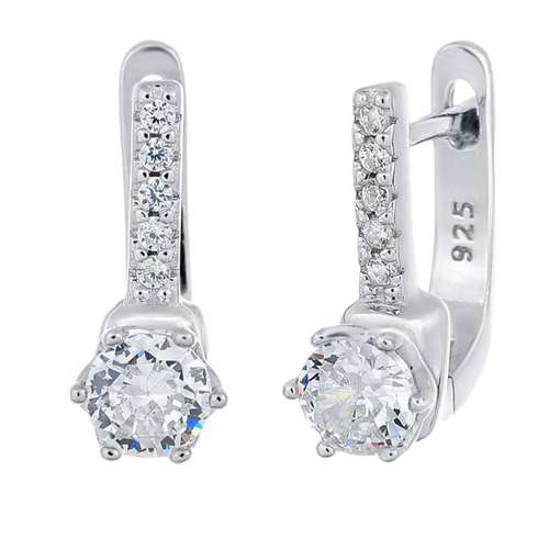 Серьги из серебра с фианитами