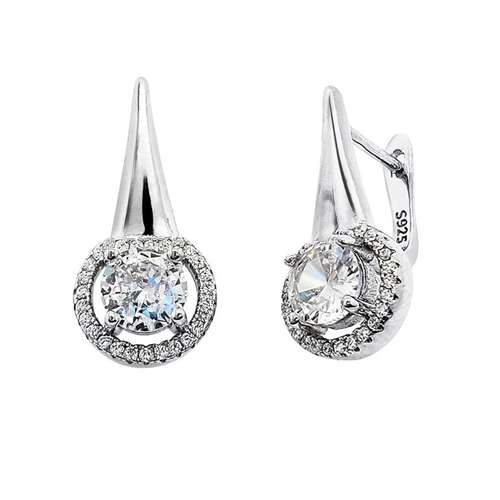 Серьги из серебра с фианитами