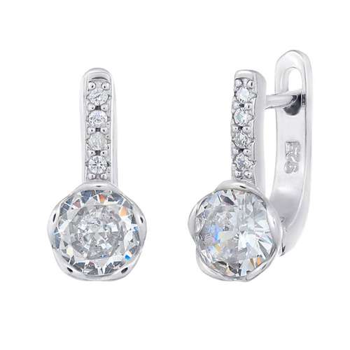 Серьги из серебра с фианитами