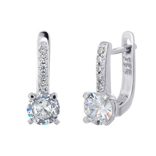 Серьги из серебра с фианитами