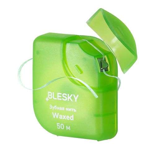 BLESKY Зубная нить вощеная плоская, со вкусом мяты