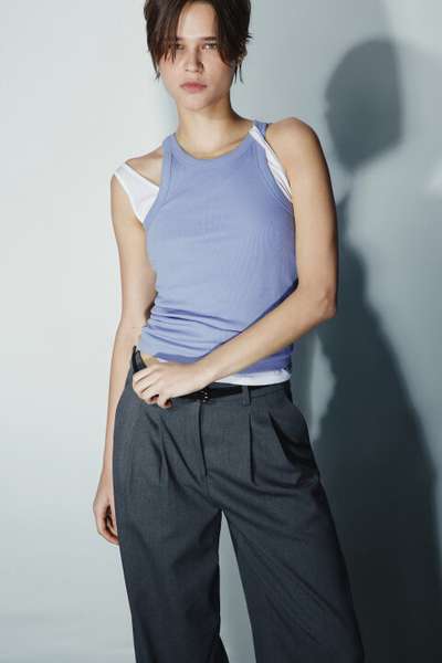 Майка базовая облегающая в рубчик