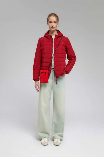 Стеганый пуховик с натуральным пухом