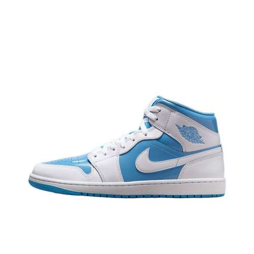 Jordan Air Jordan 1 Противоскользящие Износостойкие MID Топ Винтажные Баскетбольные Кроссовки Мужские Белый Синий