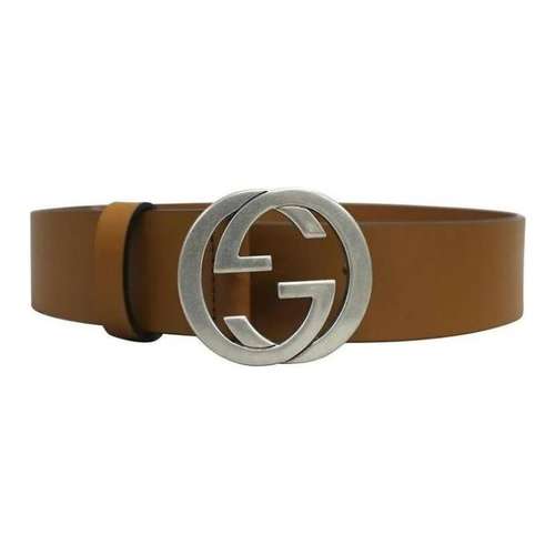GUCCI INTERLOCKING Кожаные ремни Мужской Коричневый Ширина 3,7 см