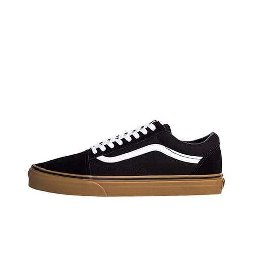 Vans Old Skool Черный Gum Кожа Покрытие Устойчивый к истиранию Низкий Верх Скейтборд Обувь Унисекс Черный