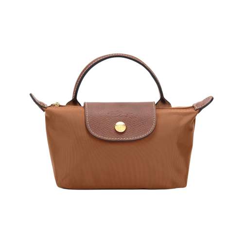 LONGCHAMP Le Pliage Холст и Кожаная Сумка-Клатч Женская Коньячного Цвета