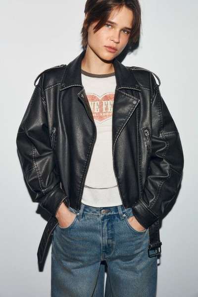 Куртка-косуха укороченная с вареным эффектом