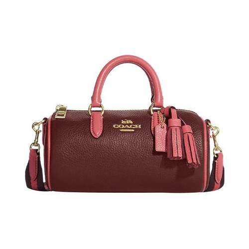 COACH Lacey Коровья кожа Цилиндрическая сумка Сумка Сумка через плечо Сумка через плечо Маленькая Женская Бордовая